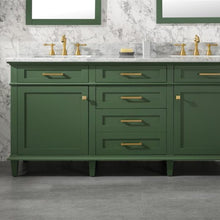 Load image into Gallery viewer, Legion Furniture 72&quot; Vogue Green Double Single Sink Vanity Cabinet with Carrara White Top - WLF2272-VG