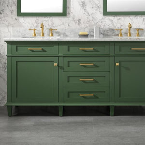 Legion Furniture 72" Vogue Green Double Single Sink Vanity Cabinet with Carrara White Top - WLF2272-VG
