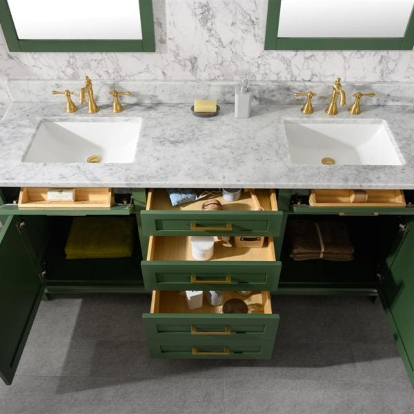 Legion Furniture 72" Vogue Green Double Single Sink Vanity Cabinet with Carrara White Top - WLF2272-VG