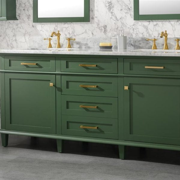 Legion Furniture 72" Vogue Green Double Single Sink Vanity Cabinet with Carrara White Top - WLF2272-VG