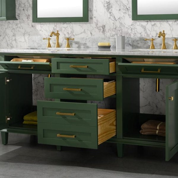 Legion Furniture 72" Vogue Green Double Single Sink Vanity Cabinet with Carrara White Top - WLF2272-VG