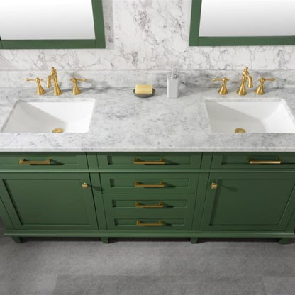 Legion Furniture 72" Vogue Green Double Single Sink Vanity Cabinet with Carrara White Top - WLF2272-VG