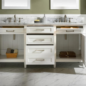 Legion Furniture 72" White Double Single Sink Vanity Cabinet with Carrara White Top - WLF2272-W