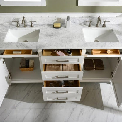 Legion Furniture 72" White Double Single Sink Vanity Cabinet with Carrara White Top - WLF2272-W