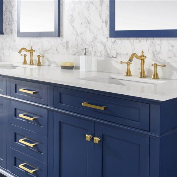 Legion Furniture 80" Blue Double Sink Vanity Cabinet with Carrara White Quartz Top Wlf2280-Cw-Qz - WLF2280-B