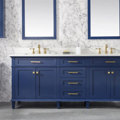 Legion Furniture 80" Blue Double Sink Vanity Cabinet with Carrara White Quartz Top Wlf2280-Cw-Qz - WLF2280-B