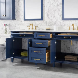 Legion Furniture 80" Blue Double Sink Vanity Cabinet with Carrara White Quartz Top Wlf2280-Cw-Qz - WLF2280-B