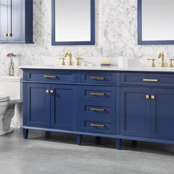 Legion Furniture 80" Blue Double Sink Vanity Cabinet with Carrara White Quartz Top Wlf2280-Cw-Qz - WLF2280-B