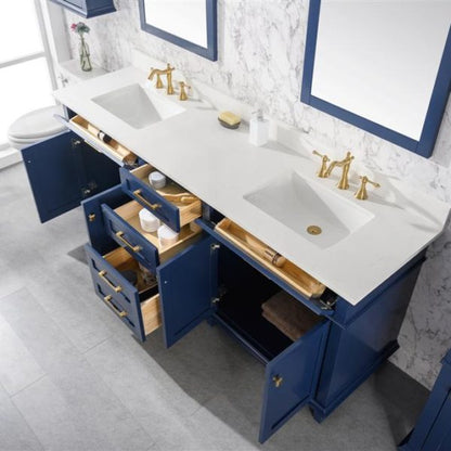 Legion Furniture 80" Blue Double Sink Vanity Cabinet with Carrara White Quartz Top Wlf2280-Cw-Qz - WLF2280-B