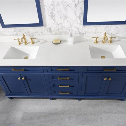 Legion Furniture 80" Blue Double Sink Vanity Cabinet with Carrara White Quartz Top Wlf2280-Cw-Qz - WLF2280-B