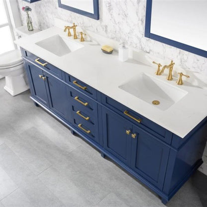 Legion Furniture 80" Blue Double Sink Vanity Cabinet with Carrara White Quartz Top Wlf2280-Cw-Qz - WLF2280-B