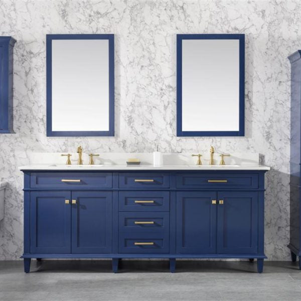 Legion Furniture 80" Blue Double Sink Vanity Cabinet with Carrara White Quartz Top Wlf2280-Cw-Qz - WLF2280-B