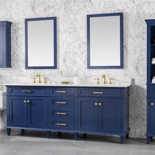 Legion Furniture 80" Blue Double Sink Vanity Cabinet with Carrara White Quartz Top Wlf2280-Cw-Qz - WLF2280-B