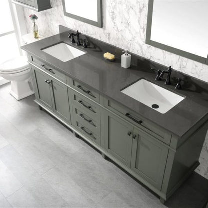 Legion Furniture 80" Pewter Green Double Single Sink Vanity Cabinet with Blue Lime Stone Quartz Top Wlf2280-Bs-Qz - WLF2280-PG