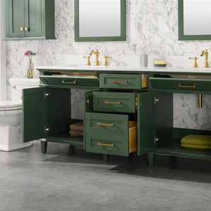 Legion Furniture 80" Vogue Green Double Single Sink Vanity Cabinet with Carrara White Quartz Top Wlf2280-Cw-Qz - WLF2280-VG