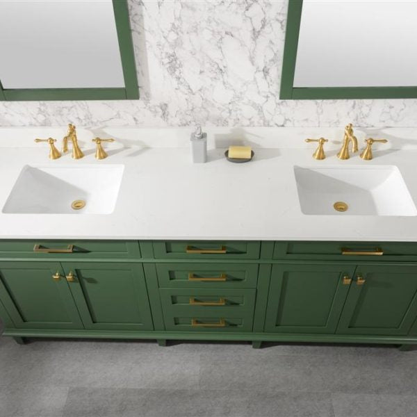 Legion Furniture 80" Vogue Green Double Single Sink Vanity Cabinet with Carrara White Quartz Top Wlf2280-Cw-Qz - WLF2280-VG