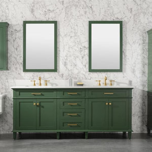 Legion Furniture 80" Vogue Green Double Single Sink Vanity Cabinet with Carrara White Quartz Top Wlf2280-Cw-Qz - WLF2280-VG