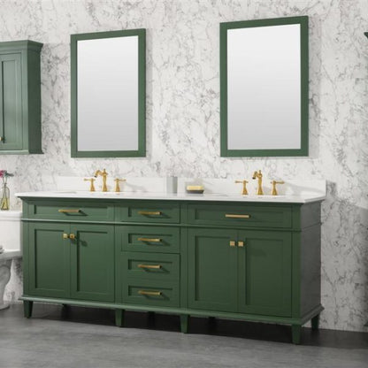 Legion Furniture 80" Vogue Green Double Single Sink Vanity Cabinet with Carrara White Quartz Top Wlf2280-Cw-Qz - WLF2280-VG