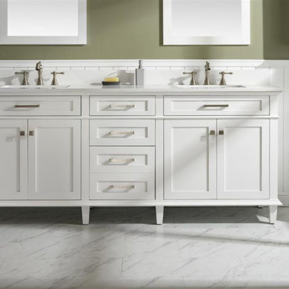 Legion Furniture 80" White Double Single Sink Vanity Cabinet with Carrara White Quartz Top Wlf2280-Cw-Qz - WLF2280-W