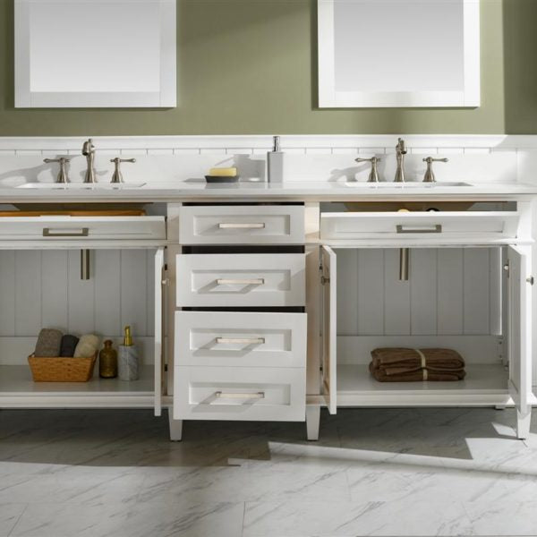 Legion Furniture 80" White Double Single Sink Vanity Cabinet with Carrara White Quartz Top Wlf2280-Cw-Qz - WLF2280-W