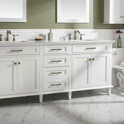 Legion Furniture 80" White Double Single Sink Vanity Cabinet with Carrara White Quartz Top Wlf2280-Cw-Qz - WLF2280-W