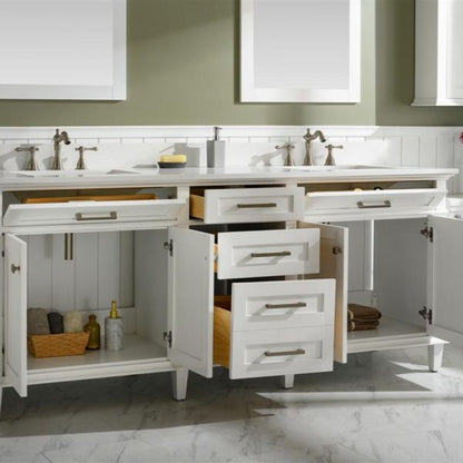 Legion Furniture 80" White Double Single Sink Vanity Cabinet with Carrara White Quartz Top Wlf2280-Cw-Qz - WLF2280-W