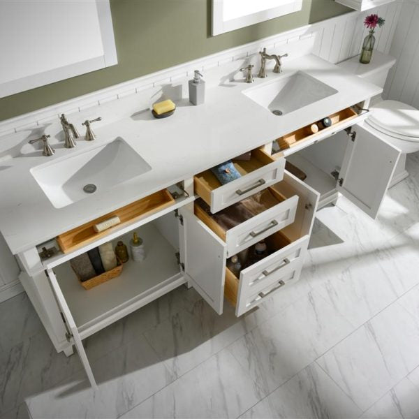 Legion Furniture 80" White Double Single Sink Vanity Cabinet with Carrara White Quartz Top Wlf2280-Cw-Qz - WLF2280-W