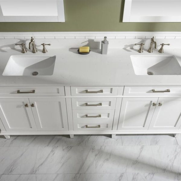 Legion Furniture 80" White Double Single Sink Vanity Cabinet with Carrara White Quartz Top Wlf2280-Cw-Qz - WLF2280-W