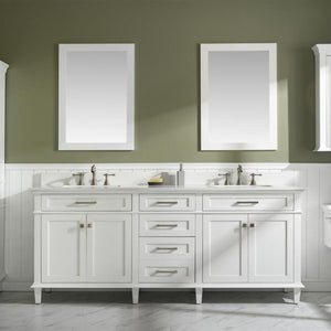 Legion Furniture 80" White Double Single Sink Vanity Cabinet with Carrara White Quartz Top Wlf2280-Cw-Qz - WLF2280-W