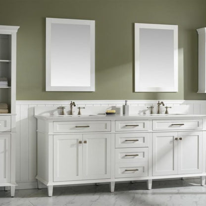 Legion Furniture 80" White Double Single Sink Vanity Cabinet with Carrara White Quartz Top Wlf2280-Cw-Qz - WLF2280-W