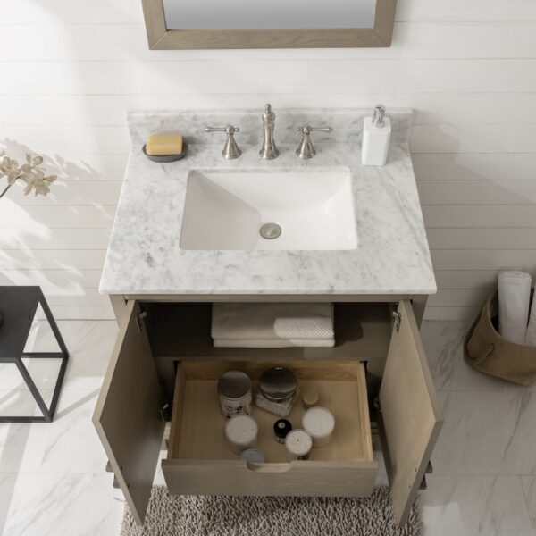 Legion Furniture 30" Antique Gray Oak Vanity with Carrara White Top - WLF7040-30-AGO-CW