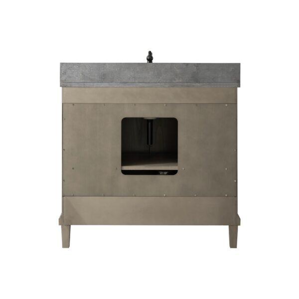 Legion WLF7040-36-AGO-BS 36" Antique Gray Oak Vanity with Blue Limestone Top, Back Side