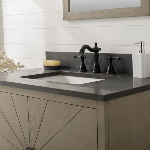 Legion WLF7040-36-AGO-BS 36" Antique Gray Oak Vanity with Blue Limestone Top, Close Up