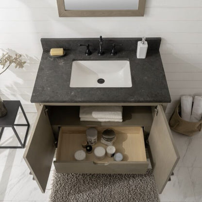 Legion WLF7040-36-AGO-BS 36" Antique Gray Oak Vanity with Blue Limestone Top, Top