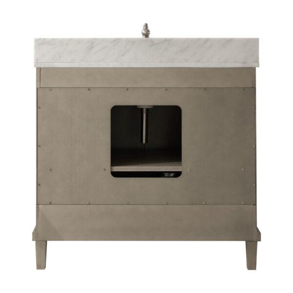 Legion WLF7040-36-AGO-CW 36" Antique Gray Oak  Vanity with Carrara White Top, Back SIde