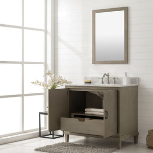 Legion WLF7040-36-AGO-CW 36" Antique Gray Oak  Vanity with Carrara White Top, Front with Open doors