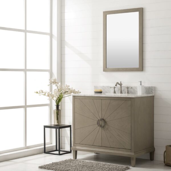 Legion WLF7040-36-AGO-CW 36" Antique Gray Oak  Vanity with Carrara White Top, Front