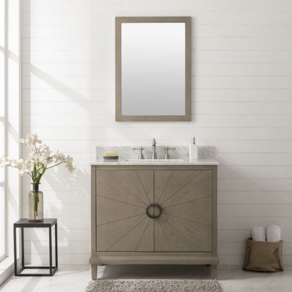 Legion WLF7040-36-AGO-CW 36" Antique Gray Oak  Vanity with Carrara White Top, Front