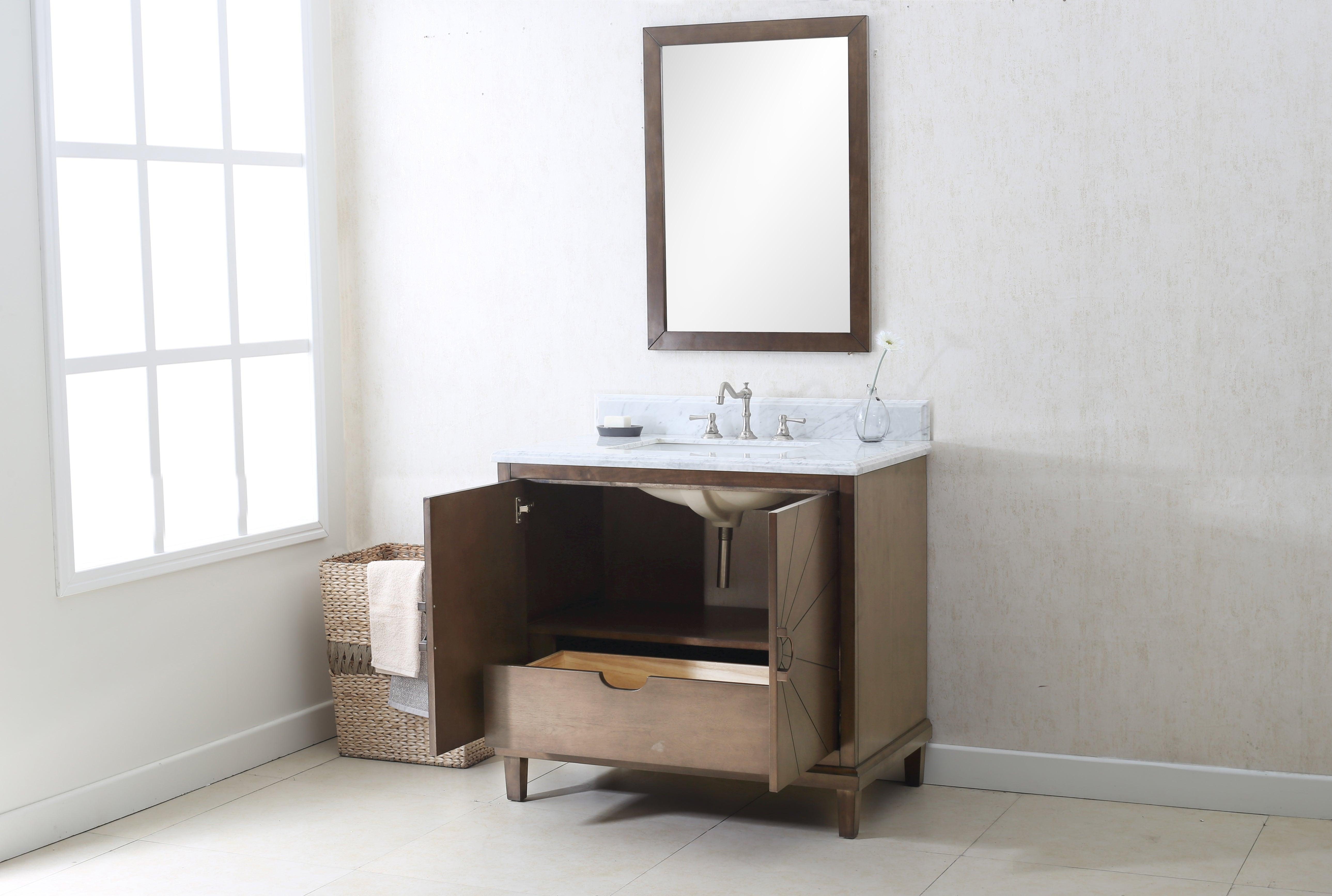 Legion WLF7040-36-CW 36" Antique Coffee Sink Vanity with Wlf7040-37 Top, No Faucet, Front