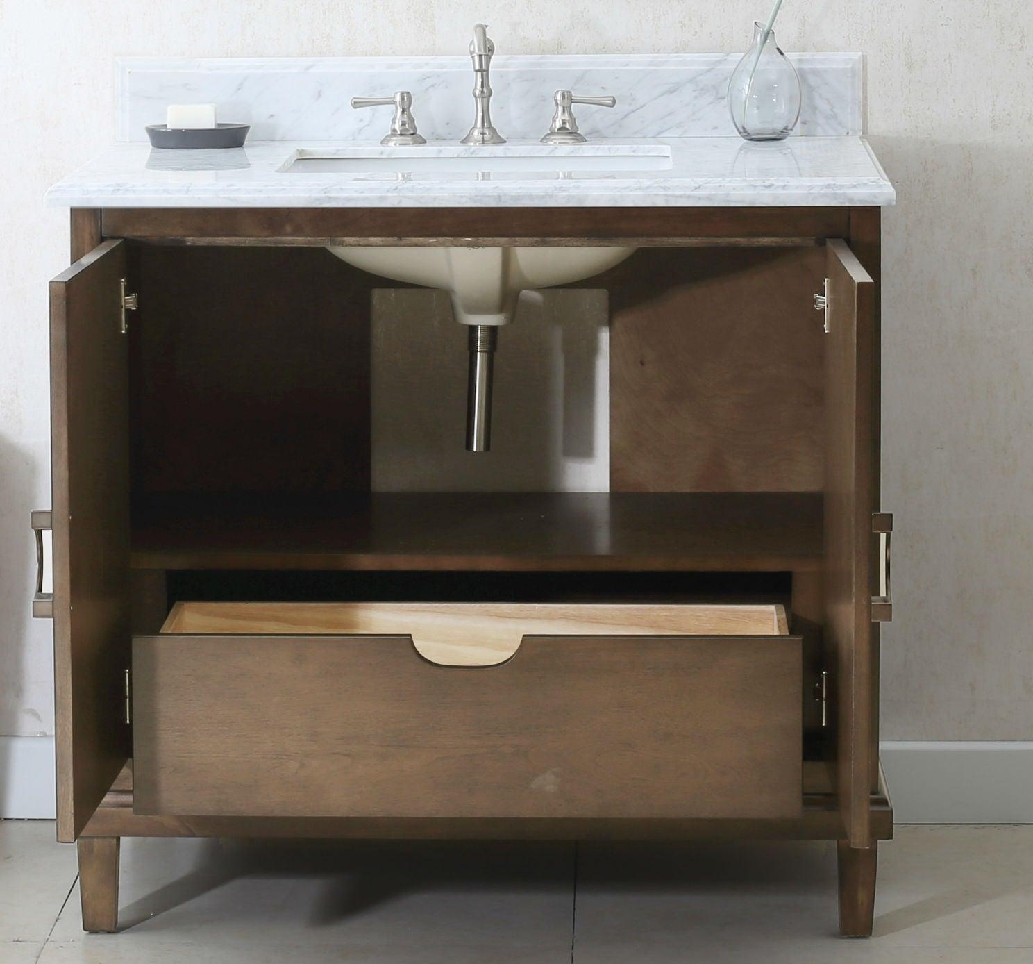 Legion WLF7040-36-CW 36" Antique Coffee Sink Vanity with Wlf7040-37 Top, No Faucet, Close Up, Front