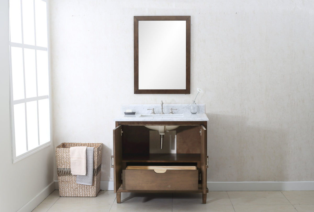 Legion WLF7040-36-CW 36" Antique Coffee Sink Vanity with Wlf7040-37 Top, No Faucet, Front