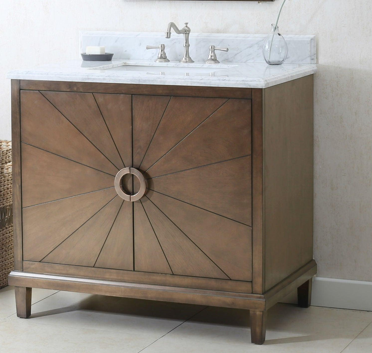 Legion WLF7040-36-CW 36" Antique Coffee Sink Vanity with Wlf7040-37 Top, No Faucet, Front