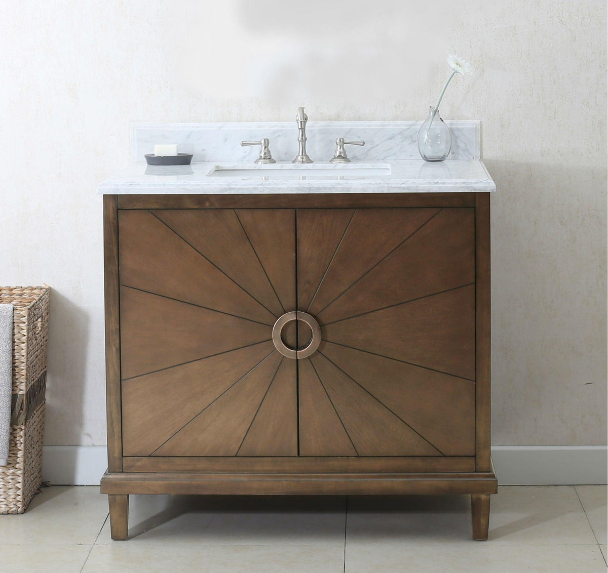Legion WLF7040-36-CW 36" Antique Coffee Sink Vanity with Wlf7040-37 Top, No Faucet, Front
