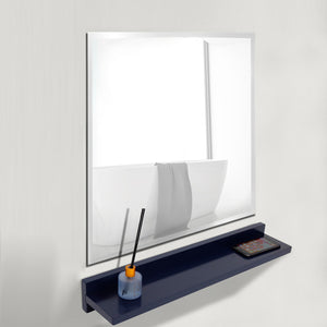 WS24-BU-315 Blue Wireless Charging Shelf and Frameless Mirror Set, 24"