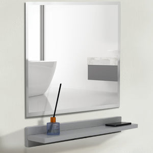 WS24-LG-315 Light Gray Wireless Charging Shelf and Frameless Mirror Set, 24"
