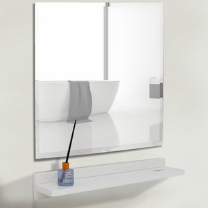 WS24-WH-315 White Wireless Charging Shelf and Frameless Mirror Set, 24"