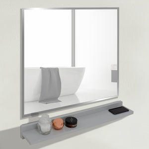 WS30-LG-315 Light Gray Wireless Charging Shelf and Frameless Mirror Set, 30"