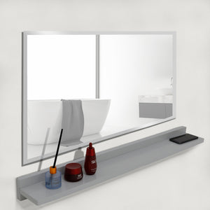WS35-LG-315 Light Gray Wireless Charging Shelf and Frameless Mirror Set, 35"