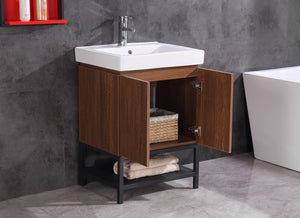Legion Furniture 24" Brown Bathroom Vanity with Mirror and Side Cabinet- Pvc - WT9324-24-PVC