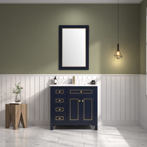 Legion WV2236-B 36" Blue Finish Sink Vanity Cabinet with Carrara White Top, Front